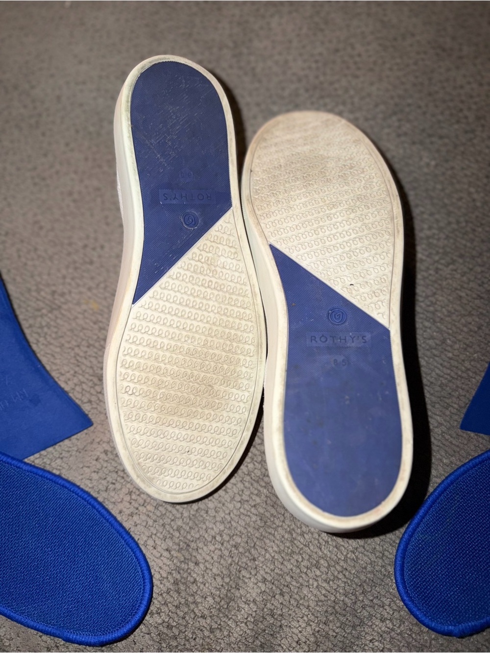 Rothy's Slip-On Loafers in Bright White with Blue Insole - Picture 9 of 12